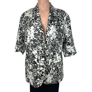 Coldwater Creek Size 16 Jacket Black & White Short Sleeve Cotton/Spandex